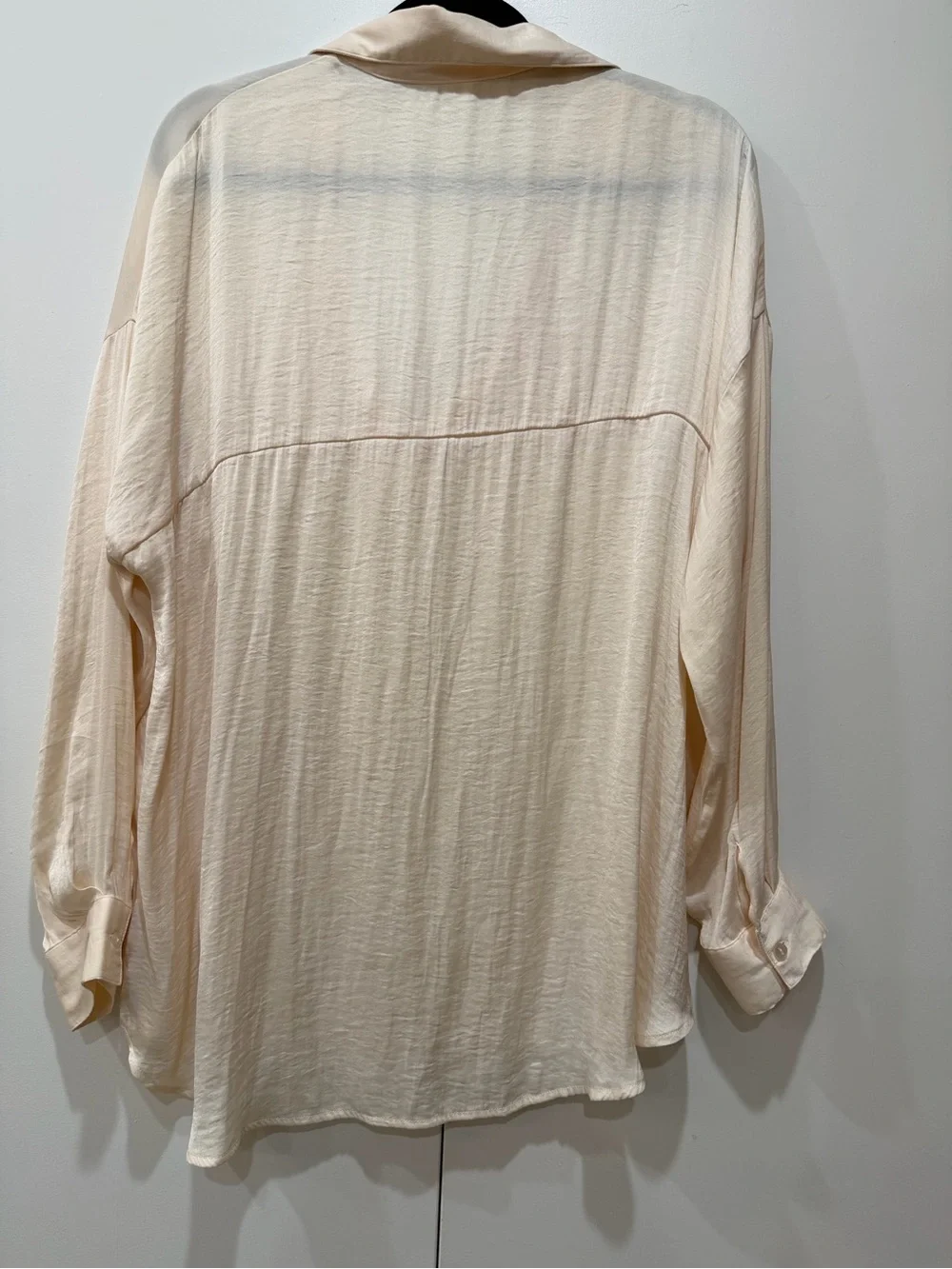 Free People Starry Dreams Pullover Tunic Top Cream Silky V-Neck Pocket Blouse S